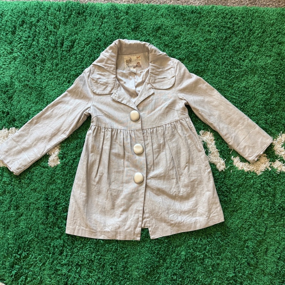 Kensie Girls Light Gray Dress Coat Jacket Button Up Size‎ 8 Spring Fall